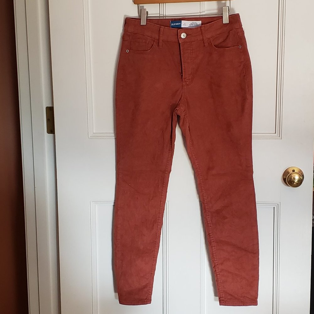 Orange-Brown Old Navy High-rise Rockstar Super Skinny Corduroy pants